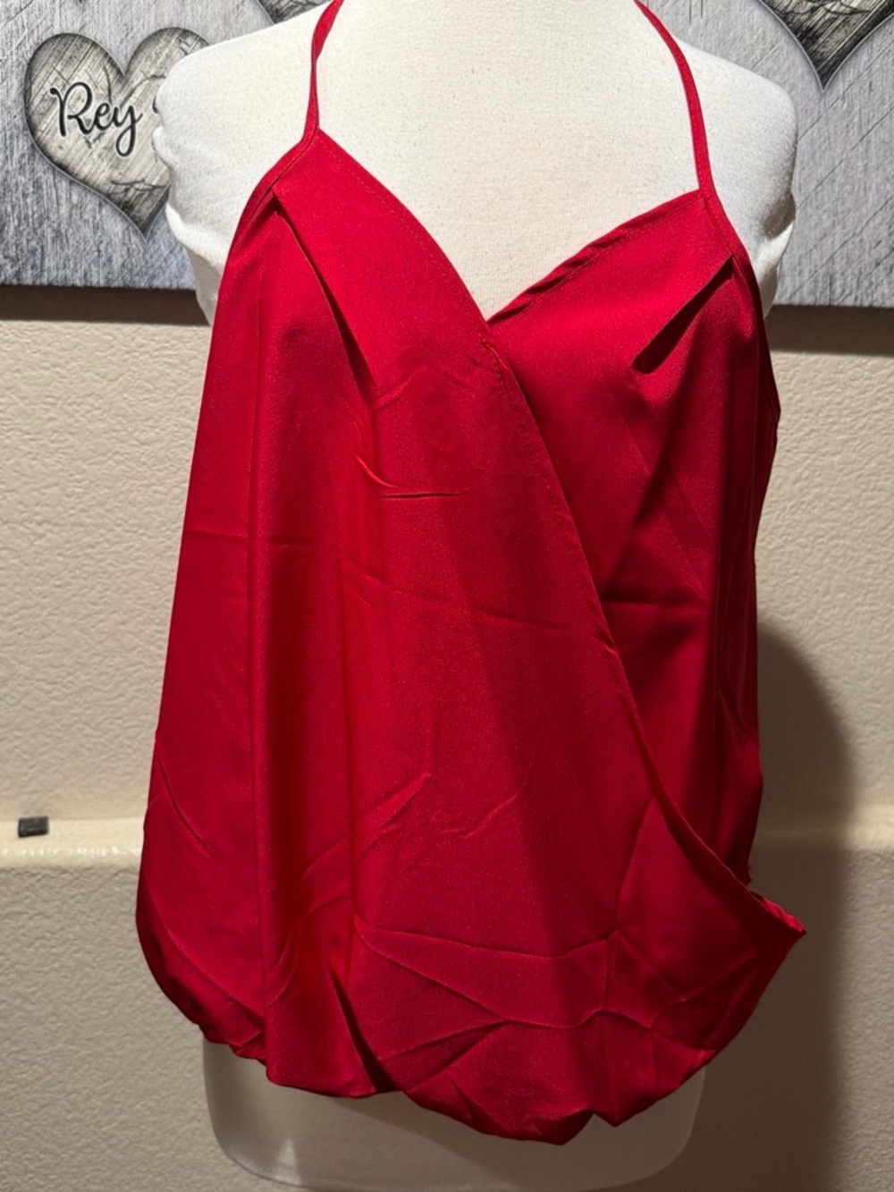 Red Spaghetti Strap Wrap Tank Top